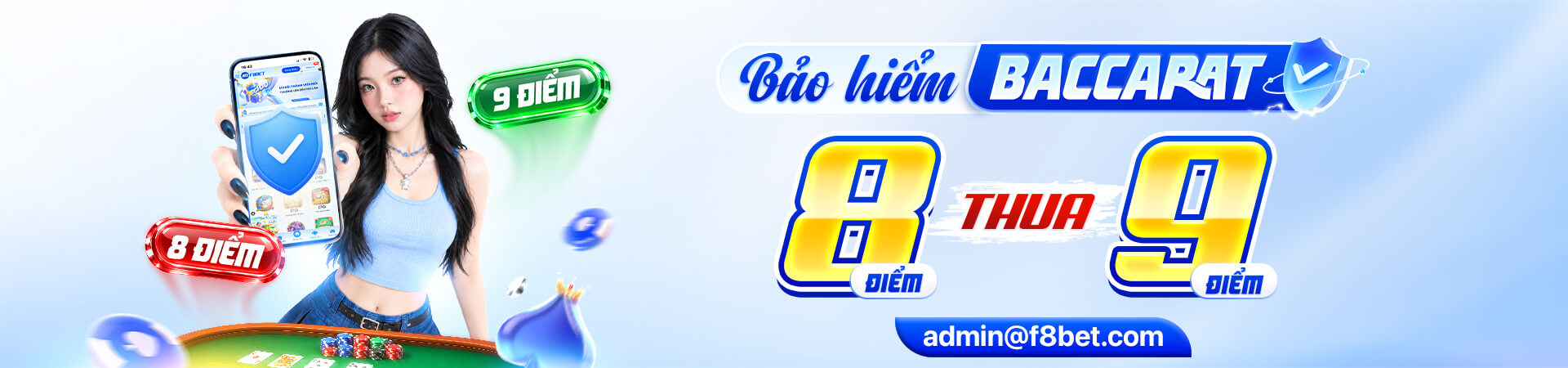 ưu đãi bảo hiểm cược riêng cho baccarat tại f8bet casino